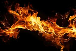 close up of a fire on a black background AI Generated photo