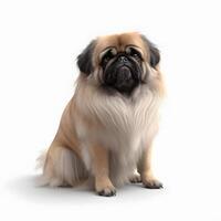 Pekingese breed dog isolated on a bright white background photo