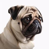 pug breed dog isolated on a clear white background photo