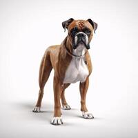 Boxer breed dog isolated on a clear white background photo