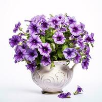 AI generative Petunias in a ceramic pot isolated on transparent background photo