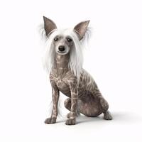 chinese chrested breed dog isolated on a bright white background photo