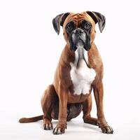 Boxer breed dog isolated on a clear white background photo