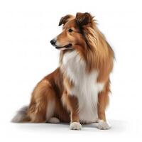 collie breed dog isolated on a bright white background photo