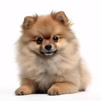 Pomeranian breed dog isolated on a clear white background photo