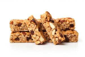 granola bars isolated on solid white background AI Generative photo