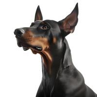 Doberman Pinscher breed dog isolated on a clear white background photo