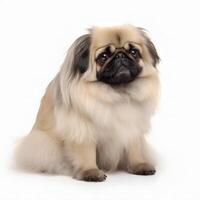 Pekingese breed dog isolated on a bright white background photo