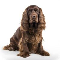 Sussex Spaniel breed dog isolated on a white background photo