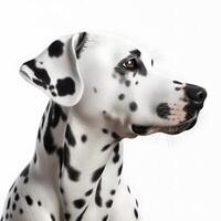 ai generativo dálmata raza perro aislado en un brillante blanco antecedentes foto