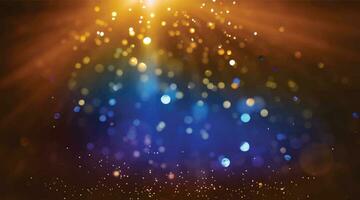 background of abstract glitter lights. blue, gold and black. de focused. vector