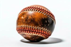 old dirty baseball ball on a white background AI Generated photo