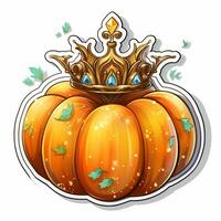 pumpkin with crown art on white background photo