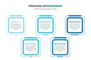 horizontal proceso infografía diseño con 5 5 opciones o pasos vector