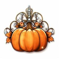 pumpkin with crown on white background illustration art photo