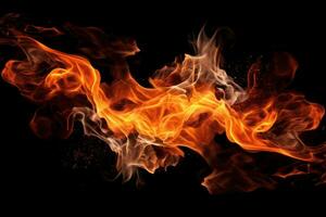 close up of a fire on a black background AI Generated photo