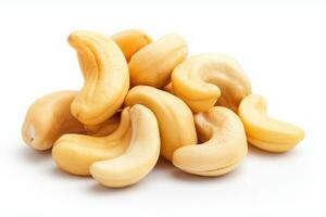 a pile of cashews on a white background AI Generated photo