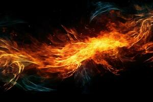 close up of a fire on a black background AI Generated photo