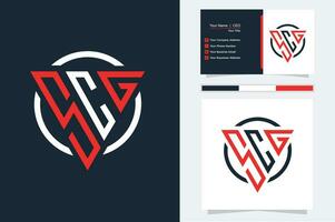 Initial Letter S C G triangle monogram modern logo Red and Black vector