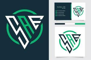 Initial Letter S A E triangle monogram modern logo Green and white color vector