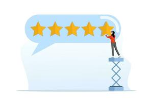 5 star rating feedback concept, customer satisfaction, product comment or review, best reputation or rating, rating, excellent award, customer or client give five star feedback review. vector