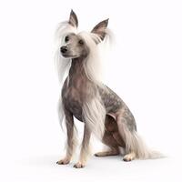 ai generative Chinese Crested  breed dog isolated on a clear white background photo