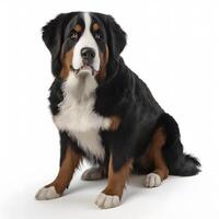 Bernese mountain dog breed dog isolated on a bright white background photo