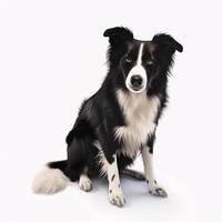 ai generativo frontera collie raza perro aislado en un brillante blanco antecedentes foto