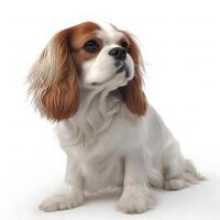 Cavalier king charls spaniel breed dog isolated on a white background photo