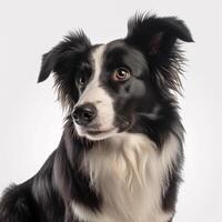 Border collie breed dog isolated on a bright white background photo
