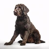 Curly coated retriever breed dog isolated on a clear white background photo