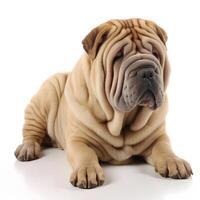 Chinese shar-pei breed dog isolated on a bright white background photo