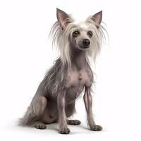 Chinese Crested breed dog isolated on a clear white background photo