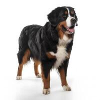 Bernese mountain dog breed dog isolated on a bright white background photo