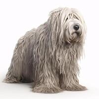 ai generativo komondor raza perro aislado en un claro blanco antecedentes foto