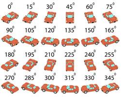 A set of 24 old racing car from different angles. vector