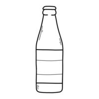 Bottle of beer in doodle style. Vector illustration. Linear glass bottle.