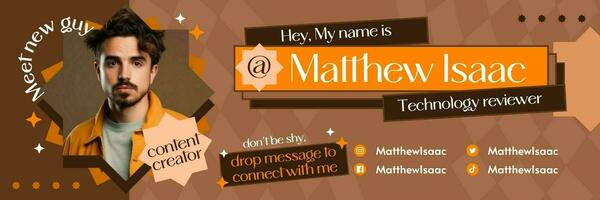 Brown Orange Retro Pixel Geometric Look for Content Creator Header Template