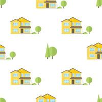 Suburban american houses seamless pattern. vector