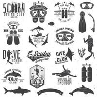 Set of Scuba diving club and diving school design. vector