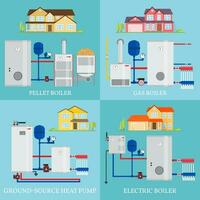 Types of heating systems. vector