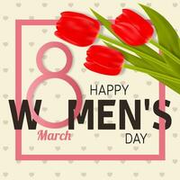 Happy Women s Day Greeting Card with tulips. vector