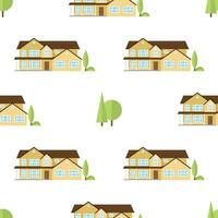 Suburban american houses seamless pattern. vector