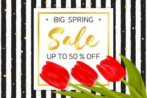 Big Spring sale background with beautiful flowers. vector