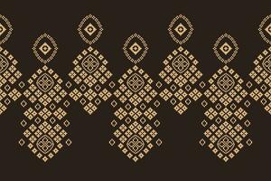 Ethnic geometric fabric pattern Cross Stitch.Ikat embroidery Ethnic oriental Pixel pattern brown background. Abstract,vector,illustration. Texture,clothing,frame,decoration,motifs,silk wallpaper. vector