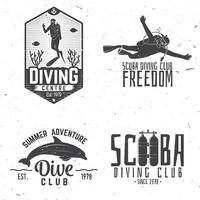 Set of Scuba diving club and diving school design. vector