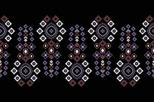 Ethnic geometric fabric pattern Cross Stitch.Ikat embroidery Ethnic oriental Pixel pattern black background. Abstract,vector,illustration. Texture,clothing,frame,decoration,motifs,silk wallpaper. vector