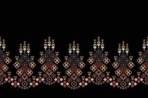 Ethnic geometric fabric pattern Cross Stitch.Ikat embroidery Ethnic oriental Pixel pattern black background. Abstract,vector,illustration. Texture,clothing,frame,decoration,motifs,silk wallpaper. vector