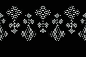 Ethnic geometric fabric pattern Cross Stitch.Ikat embroidery Ethnic oriental Pixel pattern black background. Abstract,vector,illustration. Texture,clothing,frame,decoration,motifs,silk wallpaper. vector