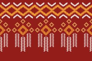 Ethnic Ikat fabric pattern geometric style.African Ikat embroidery Ethnic oriental pattern red background. Abstract,vector,illustration.Texture,clothing,frame,decoration,carpet,motif. vector